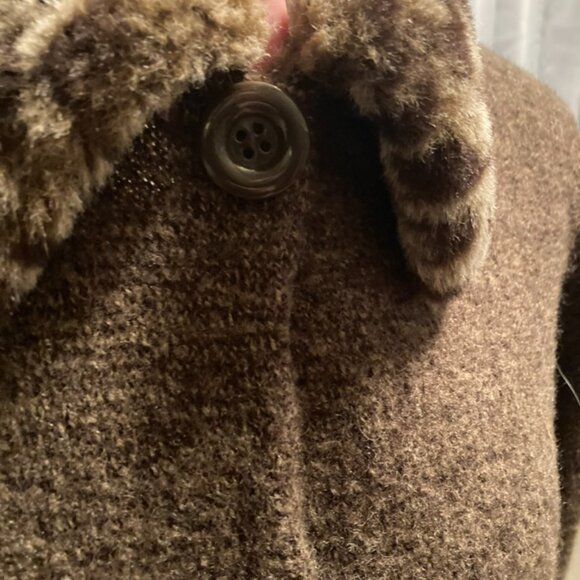 Alexandra Bartlett ~ Medium ~Wool Sweater Jacket, w/Leopard Print Collar + Cuffs - Picture 12 of 12